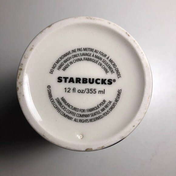 Starbucks Green Spring Black Floral Ceramic Traveler Tumbler Coffee Cup #92 - Picture 2 of 7